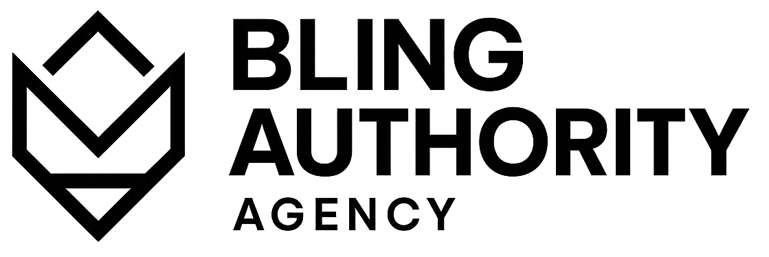 Bling Authority Agency logo with black text on a white background